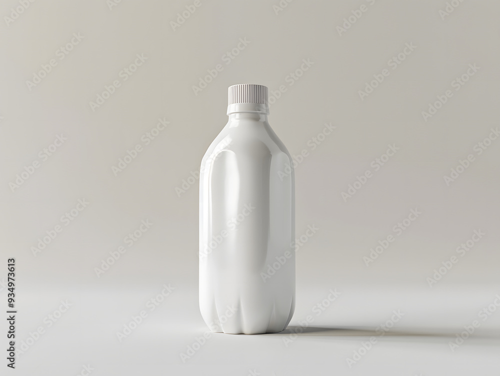 White plastic bottle mockup with a screw cap on white background White plastic bottle mockup with a screw cap on white background