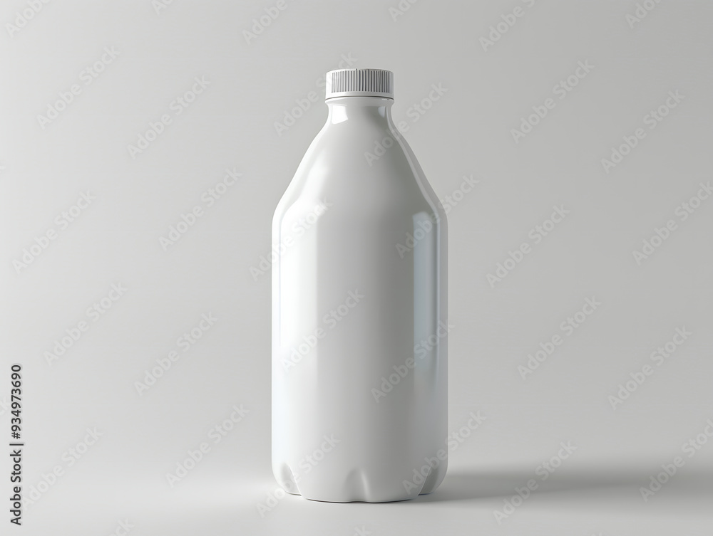 White plastic bottle mockup with a screw cap on white background White plastic bottle mockup with a screw cap on white background