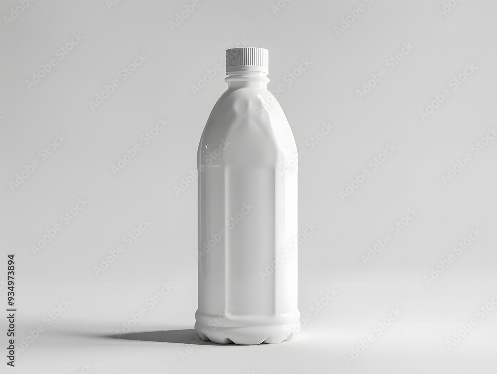 White plastic bottle mockup with a screw cap on white background White plastic bottle mockup with a screw cap on white background