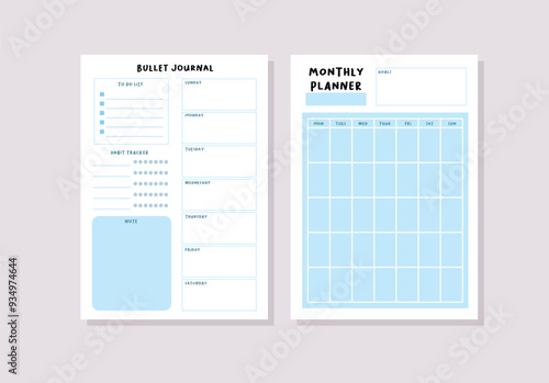 Hand drawn monthly planner calendar