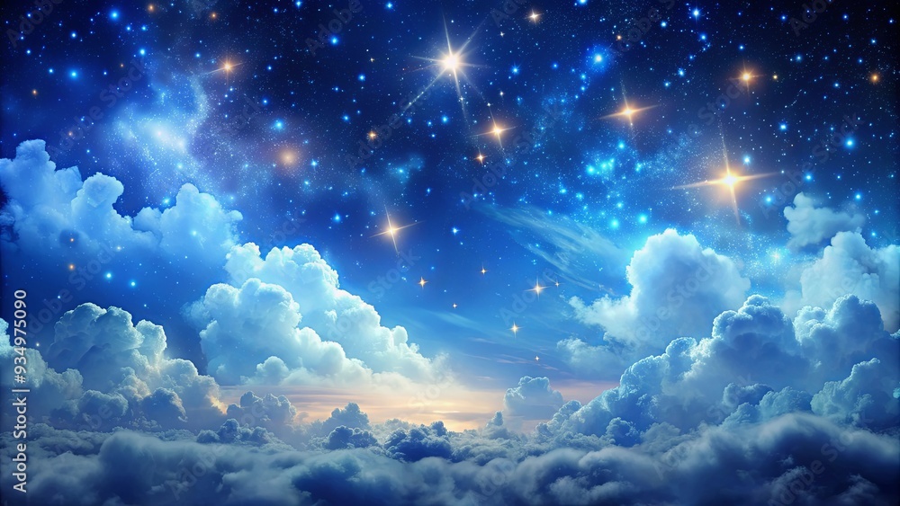 Background with sky filled with isolated clouds and stars, , background, isolated, clouds, stars, space, night Background with sky filled with isolated clouds and stars, , background, isolated, clouds, stars, space, night