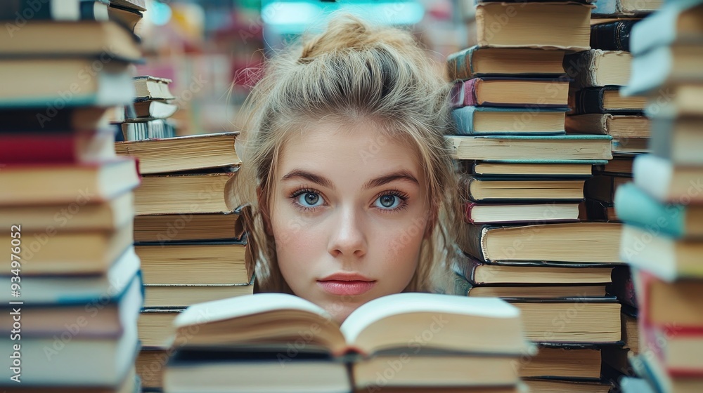 A Book Lover Surrounded by Stacks of Books in a Library The Joy of Reading and Learning in a World of Knowledge A Book Lover Surrounded by Stacks of Books in a Library The Joy of Reading and Learning in a World of Knowledge