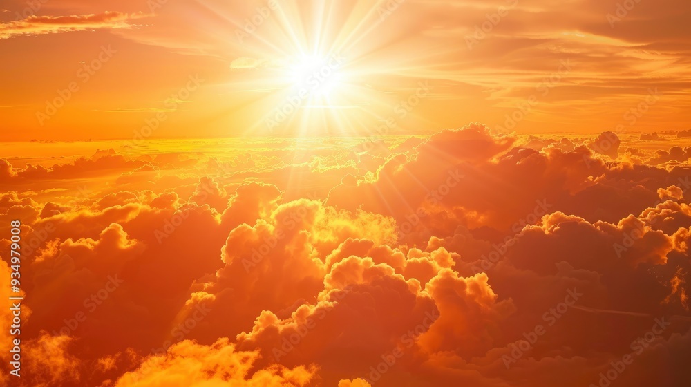 Sunset. Heaven, orange sky. Sun rays. Wallpaper. Clouds , ai Sunset. Heaven, orange sky. Sun rays. Wallpaper. Clouds , ai