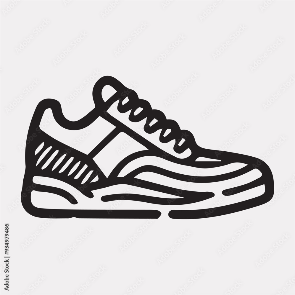 Sneakers icon Vector silhouette illustration icon on a white background Sneakers icon Vector silhouette illustration icon on a white background