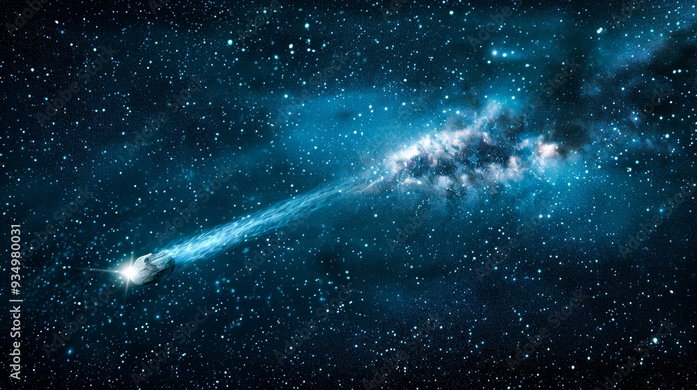 A Comet Streaking Through a Starry Night Sky A Comet Streaking Through a Starry Night Sky