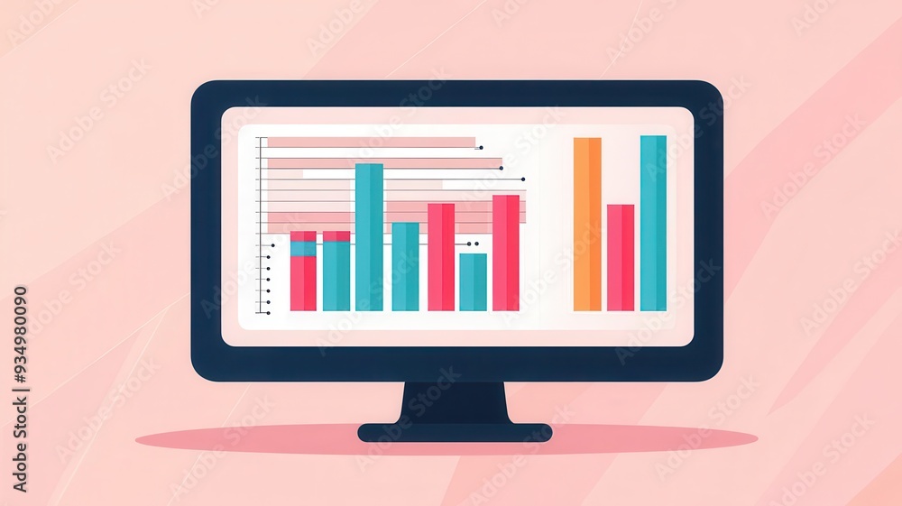 Statistics and data analysis software interface, flat design illustration Statistics and data analysis software interface, flat design illustration