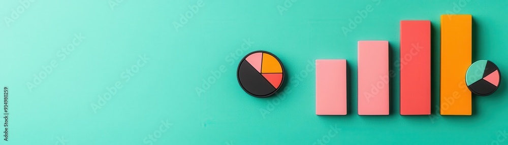 Data analysis tools with bar charts and pie graphs, flat design illustration Data analysis tools with bar charts and pie graphs, flat design illustration