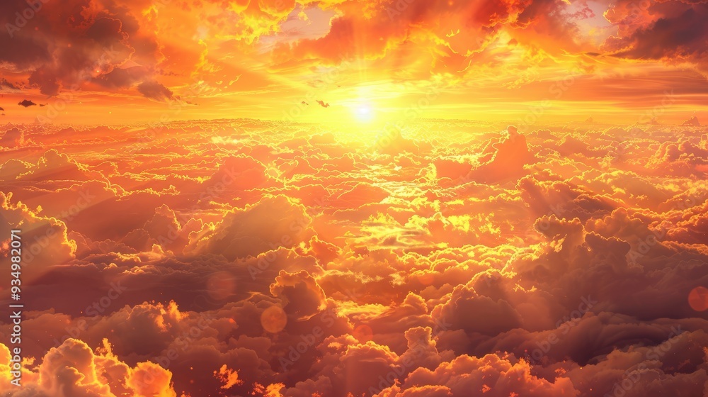 Sunset. Heaven, orange sky. Sun rays. Wallpaper. Clouds , ai Sunset. Heaven, orange sky. Sun rays. Wallpaper. Clouds , ai