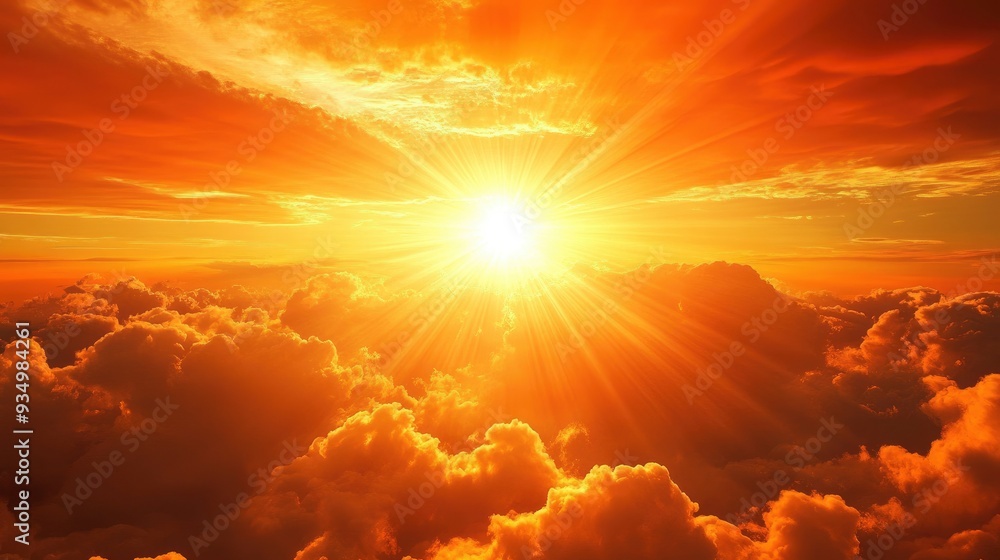 Sunset. Heaven, orange sky. Sun rays. Wallpaper. Clouds , ai Sunset. Heaven, orange sky. Sun rays. Wallpaper. Clouds , ai