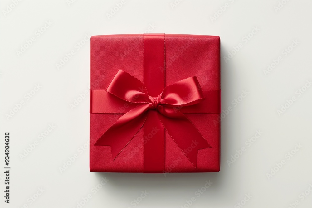 Red gift box with bow isolated on white background Red gift box with bow isolated on white background
