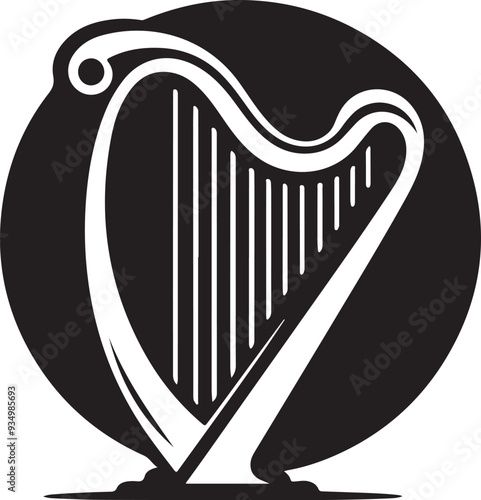 Musical Harp logo design, icon, silhouette