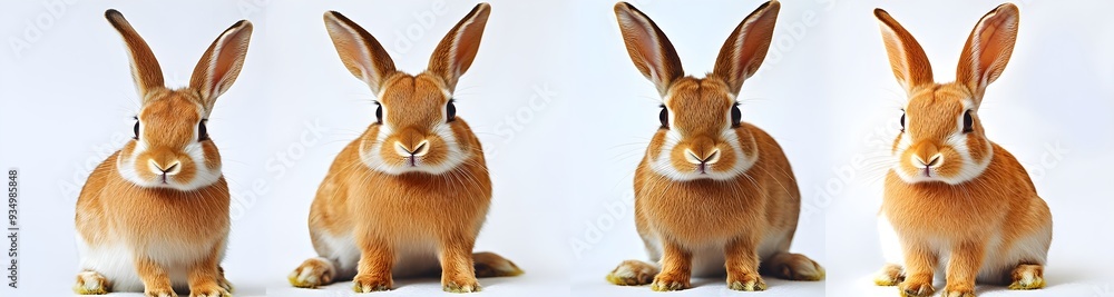 Four Adorable Orange Bunnies Looking at the Camera. Four Adorable Orange Bunnies Looking at the Camera.