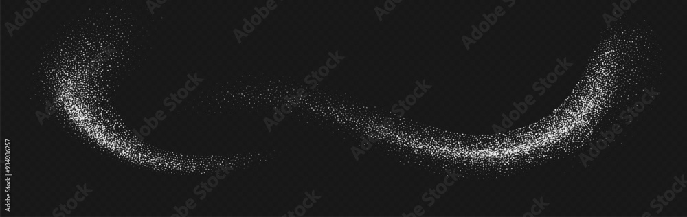 Falling sugar powder, flying salt. White crystals isolated on a transparent background. Vector illustration.