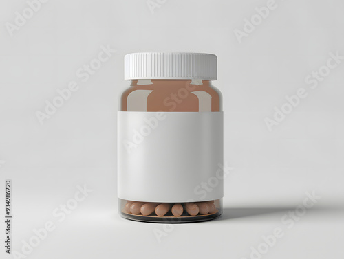 Blank pills bottle mockup on isolated background