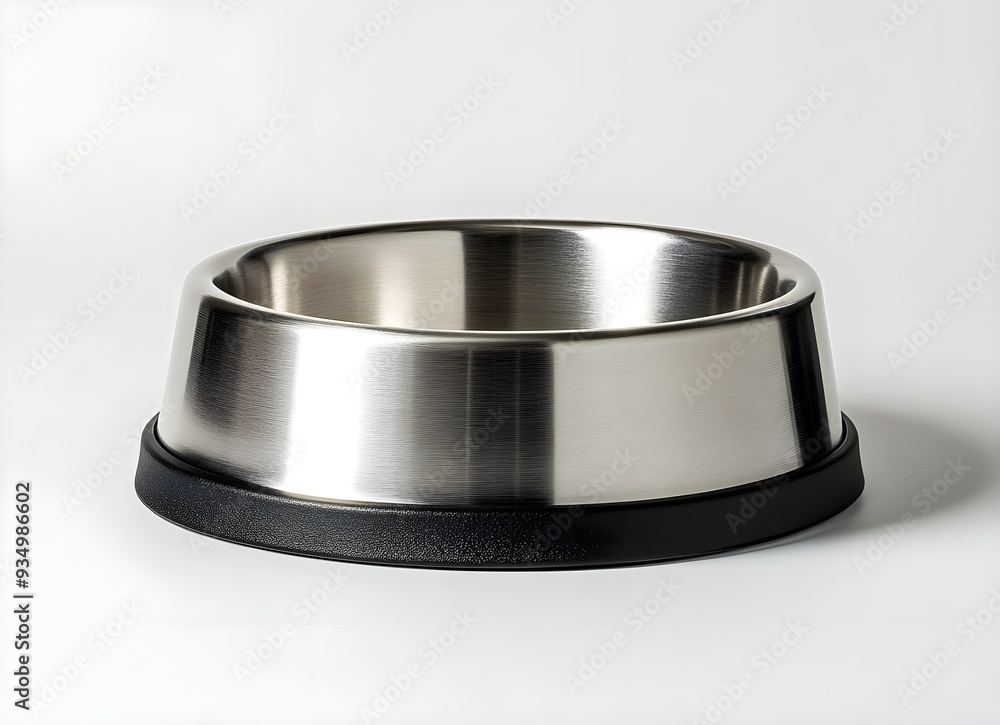Stainless Steel Dog Bowl with Black Rubber Base. Stainless Steel Dog Bowl with Black Rubber Base.