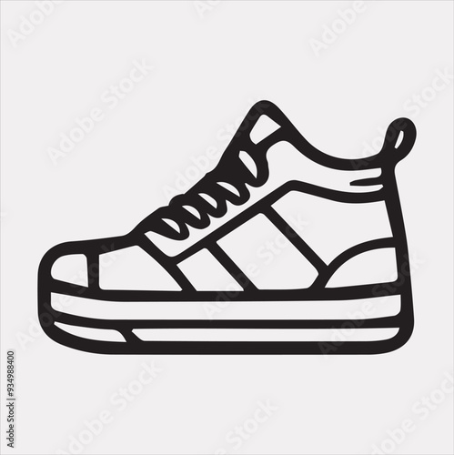 Sneakers icon Vector silhouette illustration icon on a white background