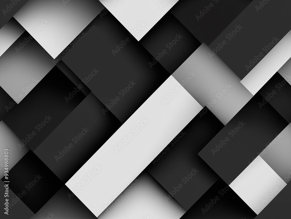 Monochromatic pattern of interlocking black and white shapes. The design is sleek and modern, with a strong contrast and a minimalist aesthetic. Monochromatic pattern of interlocking black and white shapes. The design is sleek and modern, with a strong contrast and a minimalist aesthetic.
