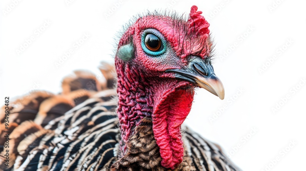 Close-up of a Wild Turkey's Head and Neck with Bright Blue Eye Close-up of a Wild Turkey's Head and Neck with Bright Blue Eye