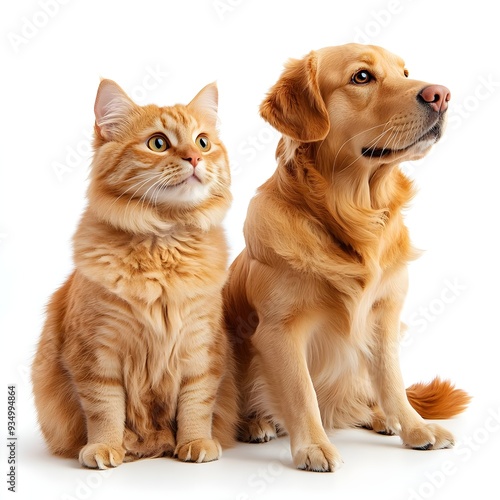 Cat and Dog Sitting Together.