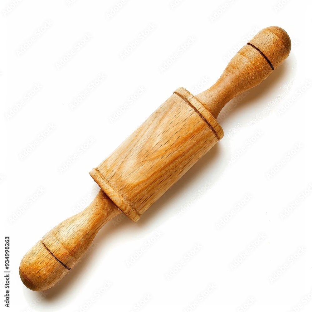 A traditional wooden rolling pin isolated on a white background. Perfect for baking, cooking, and kitchen-related imagery. A traditional wooden rolling pin isolated on a white background. Perfect for baking, cooking, and kitchen-related imagery.