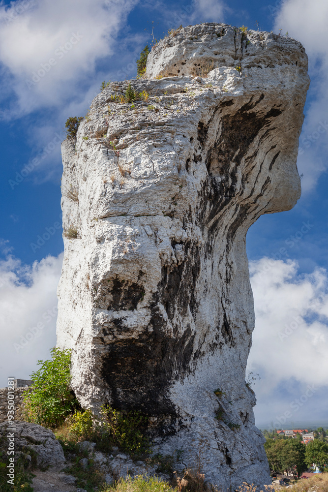 Picturesque view of the limestone rocks located at geographical macroregion located in southern Poland, Polish Jurassic Highland