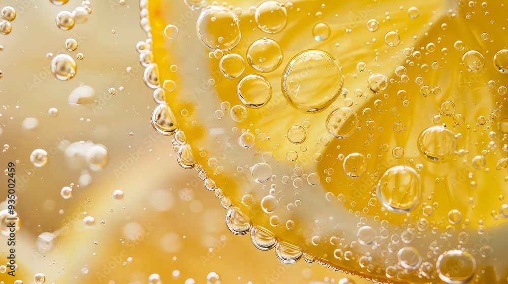 Closeup slice of lemon in mineral water. Macro photo. The concept of vitamin C, lemonade, summer citrus drinks. Closeup slice of lemon in mineral water. Macro photo. The concept of vitamin C, lemonade, summer citrus drinks.