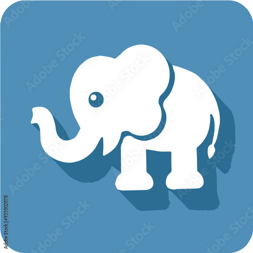 Elephant Silhouette Icon in Blue Circular Background Design photo