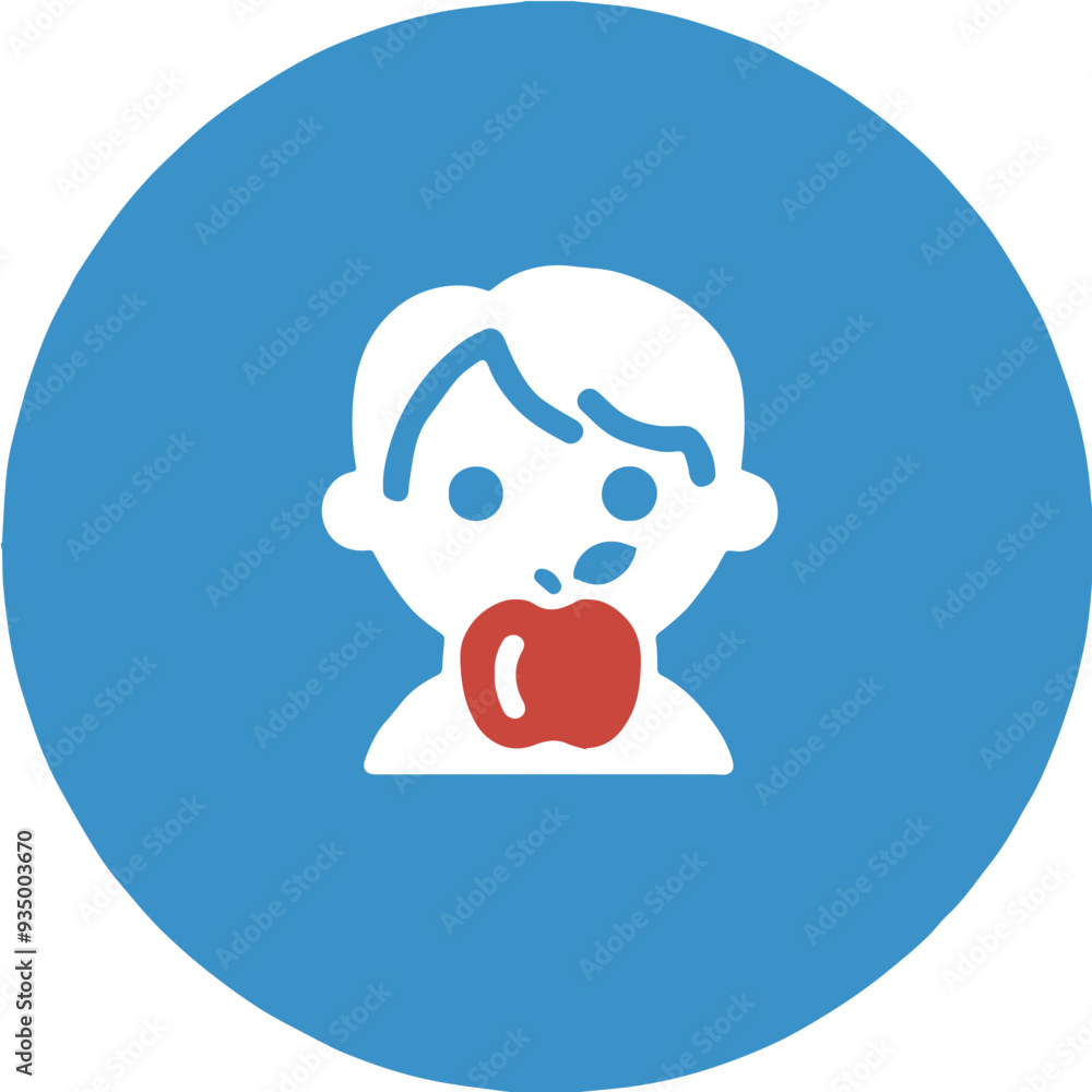 Illustration of a Person Eating an Apple Icon Illustration of a Person Eating an Apple Icon