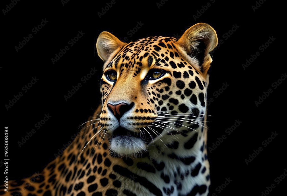 Obraz premium leopard portrait isolated on black background