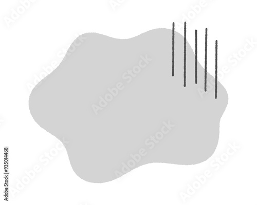 手描きの雲のような抽象的な形に縦線の漫符 - 落ち込みやモヤモヤしている気持ちのイメージ素材 