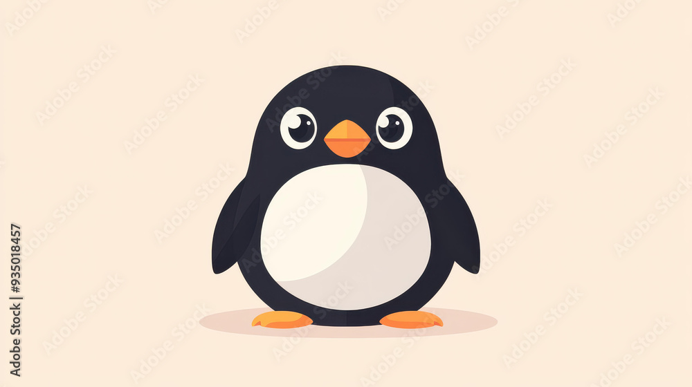 Fototapeta premium Adorable pixel art of a cute penguin This modern cartoonstyle illustration features charming textures and vivid colors.