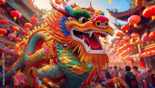 Wallpaper Mural A dragon doll in a big Asian holiday in a street parade Torontodigital.ca