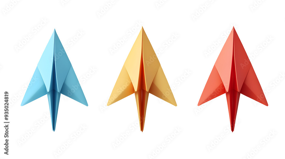 Set of origami paper airplanes isolated on a transparent background Set of origami paper airplanes isolated on a transparent background