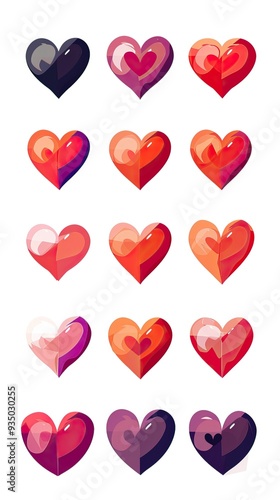 Heart vector icons. Set of love symbols isolated