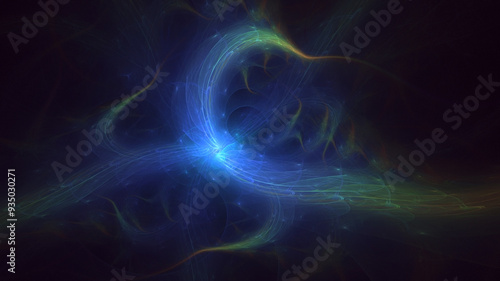 3D manual Fractal illustration. Abstract rendering multicolor technology light background. The illustration is not generated by AI.