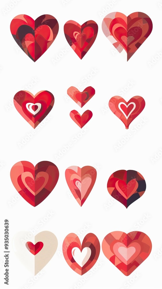 Heart vector icons. Set of love symbols isolated Heart vector icons. Set of love symbols isolated