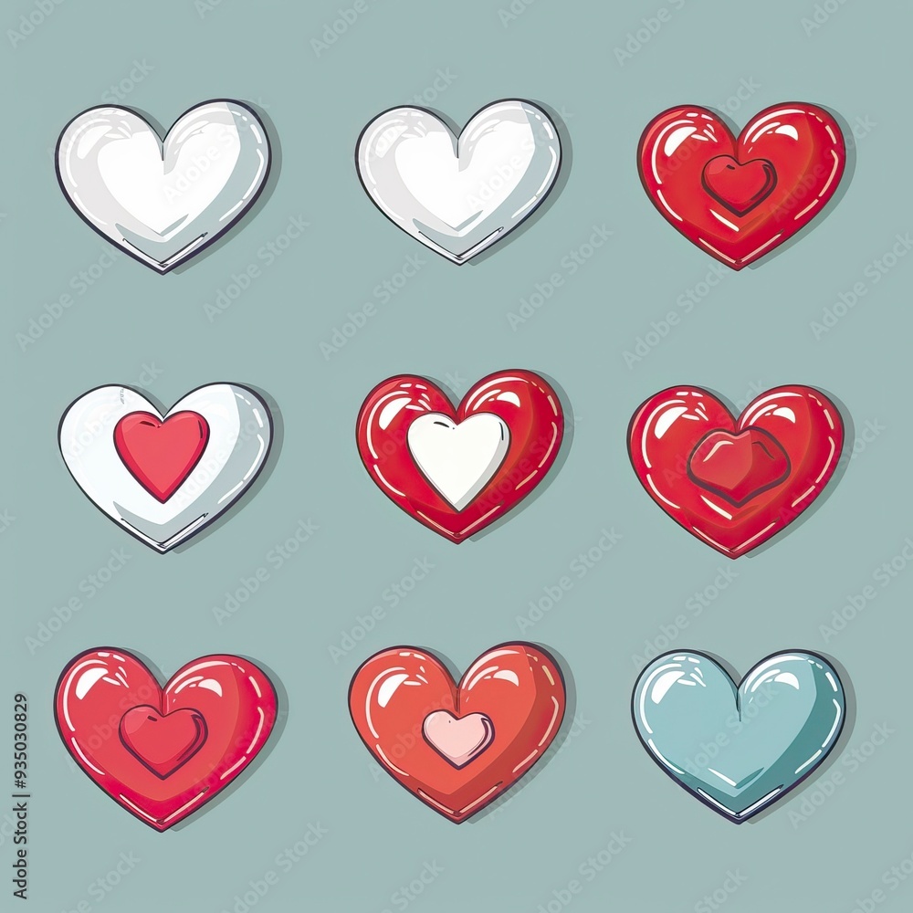 Heart vector icons. Set of love symbols isolated Heart vector icons. Set of love symbols isolated