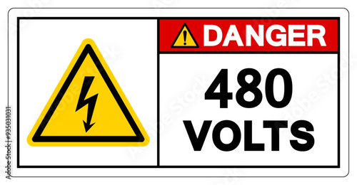 Danger 480 Volts Tag Symbol Sign,Vector Illustration, Isolate On White Background Label. EPS10