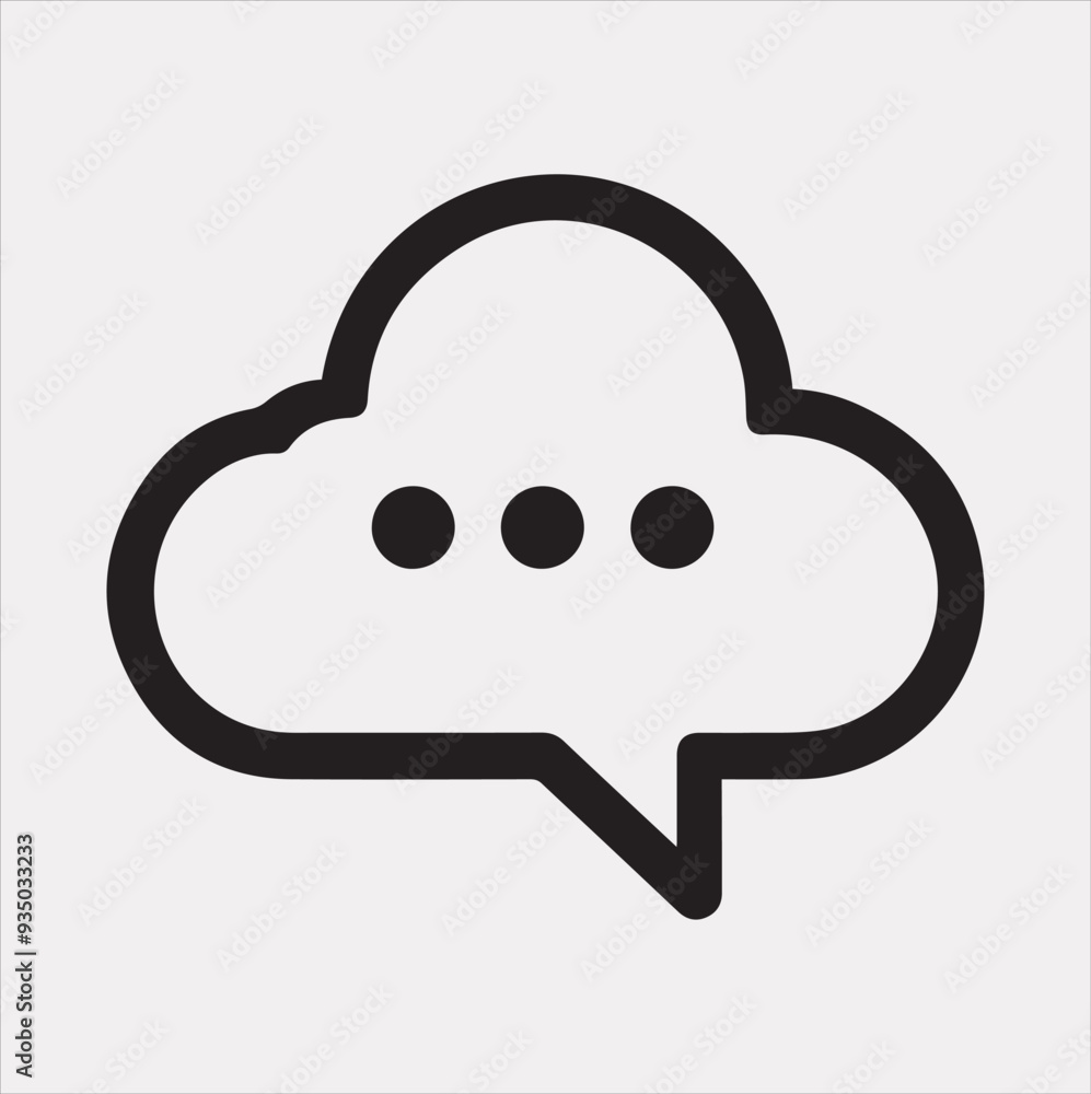 cloud chat icon Vector silhouette illustration icon on a white background cloud chat icon Vector silhouette illustration icon on a white background