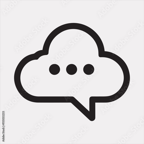 cloud chat icon Vector silhouette illustration icon on a white background