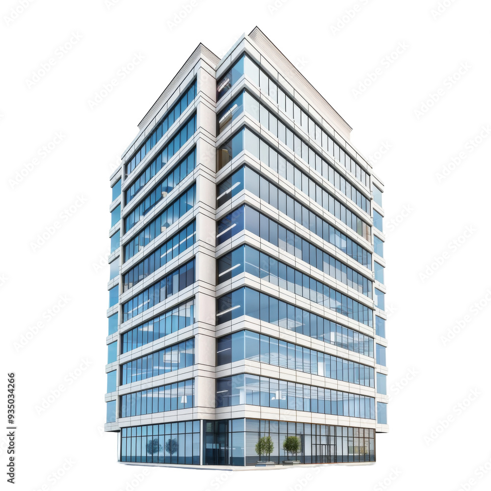 Tall office building realistic image on white or transparent background Tall office building realistic image on white or transparent background
