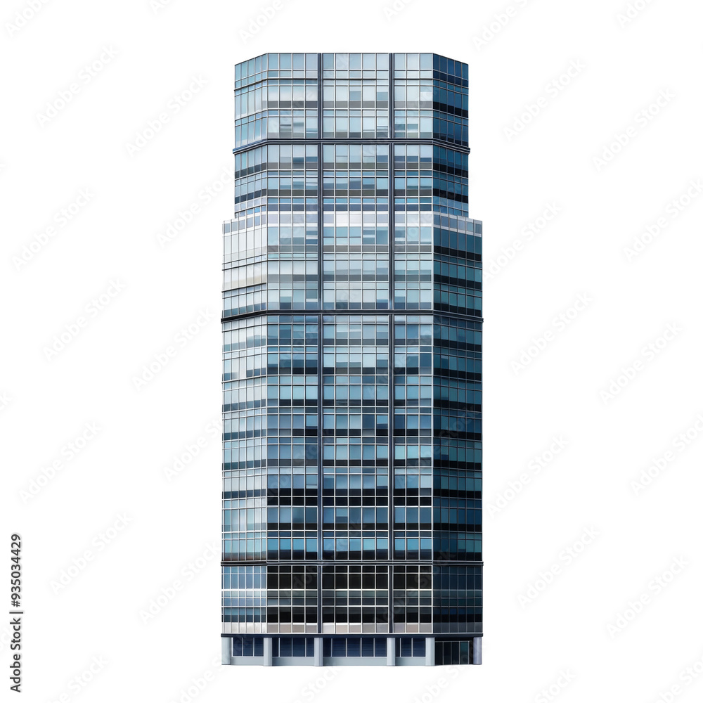 Tall office building realistic image on white or transparent background Tall office building realistic image on white or transparent background
