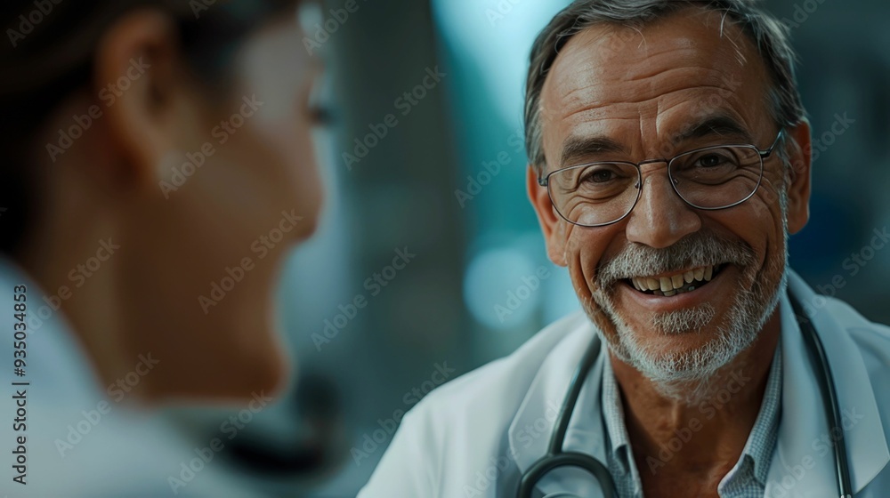 Elderly Male Doctor Smiling While Talking to a Patient Elderly Male Doctor Smiling While Talking to a Patient