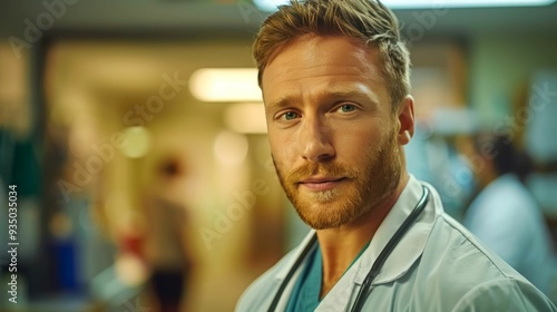 Close-up Portrait of a Male Doctor in a Hospital Setting