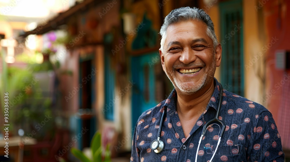 Portrait of a Smiling Indian Doctor with a Stethoscope Portrait of a Smiling Indian Doctor with a Stethoscope