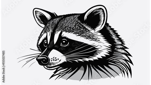 Racoon Head Sketch Style - Animal Face Portrait Mammal

