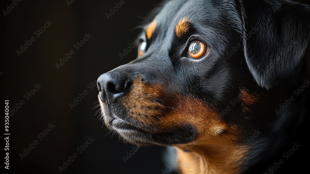Dog patiently waiting on command before eating, obedience training, animal selfcontrol Dog patiently waiting on command before eating, obedience training, animal selfcontrol