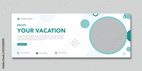 Enjoy your vacation web banner and social media facebook cover template. Vector illustration