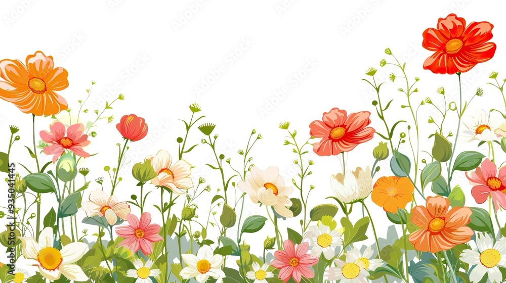 Horizontal Cartoon Flower Border Horizontal Cartoon Flower Border