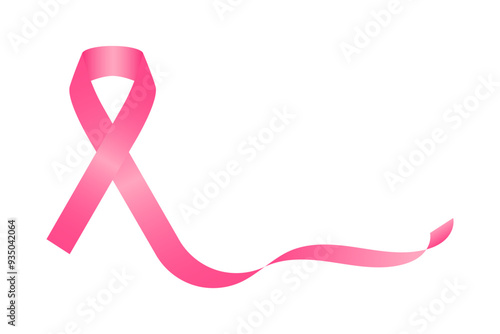 Vector illustration of breast cancer awareness pink ribbon on transparent background